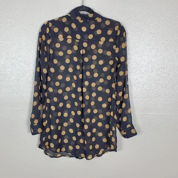 A Pea in the Pod Maternity Black/Tan Polka Dot Chiffon Button Front Blouse S - Picture 4 of 4